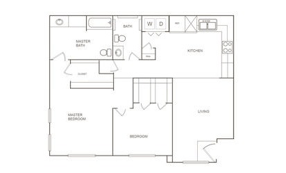 C - 2 bedroom floorplan layout with 2 bath and 951 square feet